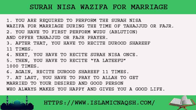 7 Glamorous Surah Nisa Wazifa For Marriage