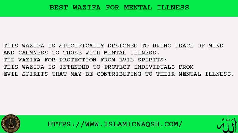 No- 1 Best Wazifa For Mental Illness